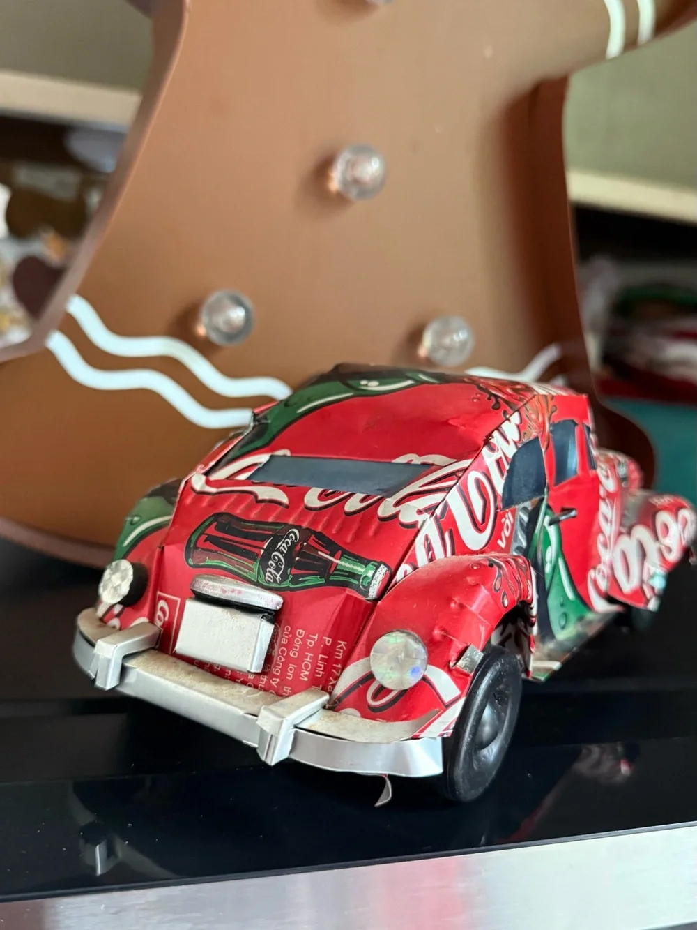 Handmade Coca-Cola Soda Can Folk Art Model Car Retro Beetle Collectible